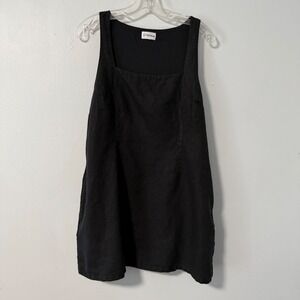 The Drop Womens Black 100% Linen Square Neck Mini Shift Dress Lined Large